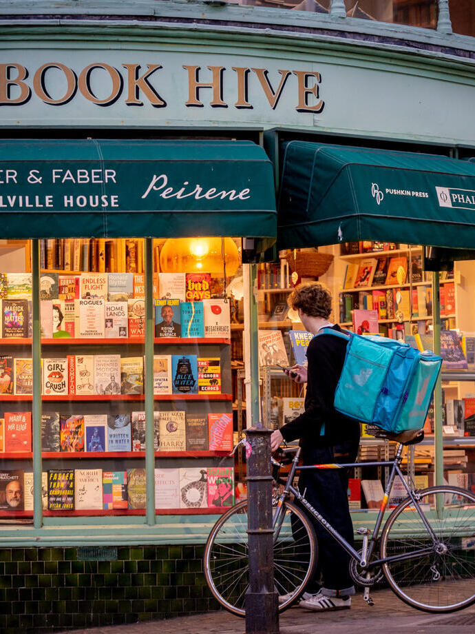 An outside view of The Book Hive in The Norwich Lanes