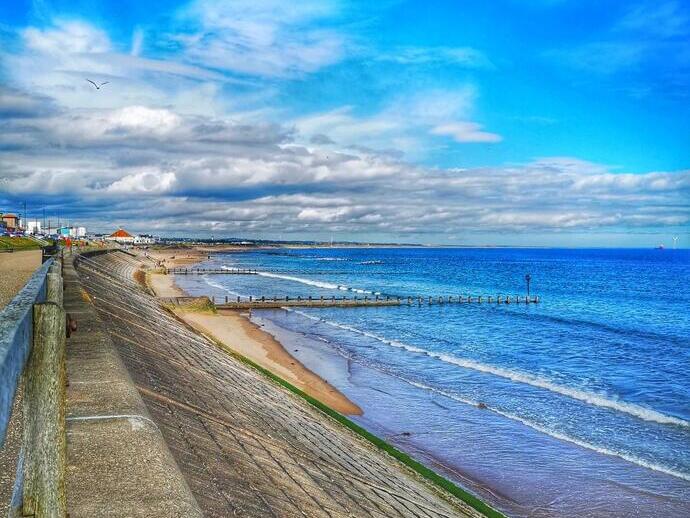 View of Aberdeen Beach Front, blue skies