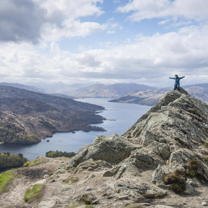 Loch Katrine seen from the summit of Ben A'an in The Trossachs