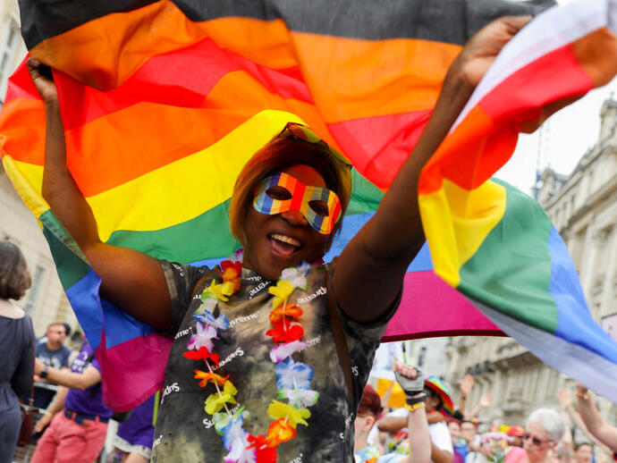 A parade goer during Pride in London in July 2019