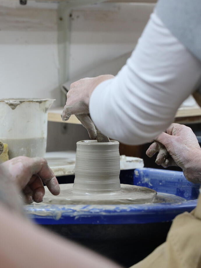 Inside a local arts and ceramic centre.