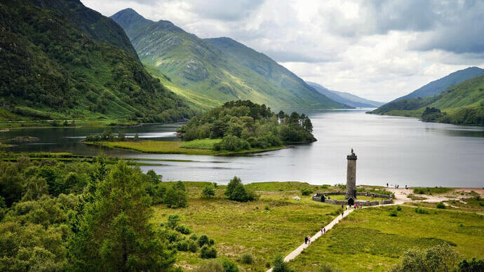 Glenfinnan Monument at the head of Loch Shiel, Lochaber.