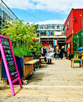 Shops housed in containers at SPARK in York