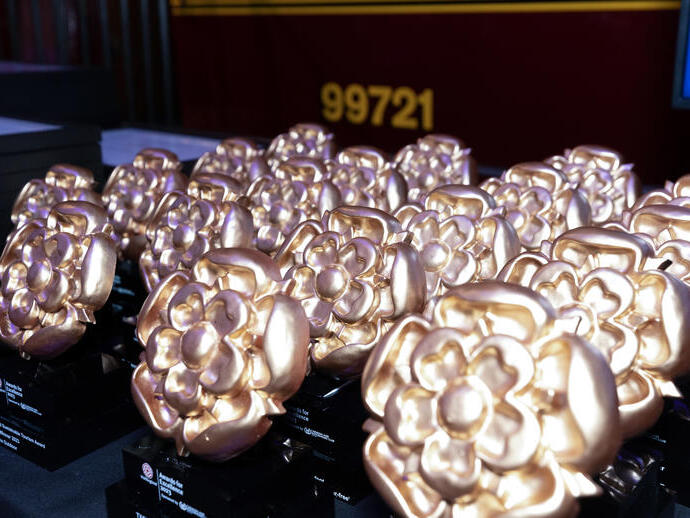 Trophies for the VisitEngland Awards for Excellence 2023. Warner Bros. Studio Tour - The Making of Harry Potter, Hertfordshire.