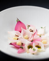 A small plate of food at The Cottage In The Wood restaurant