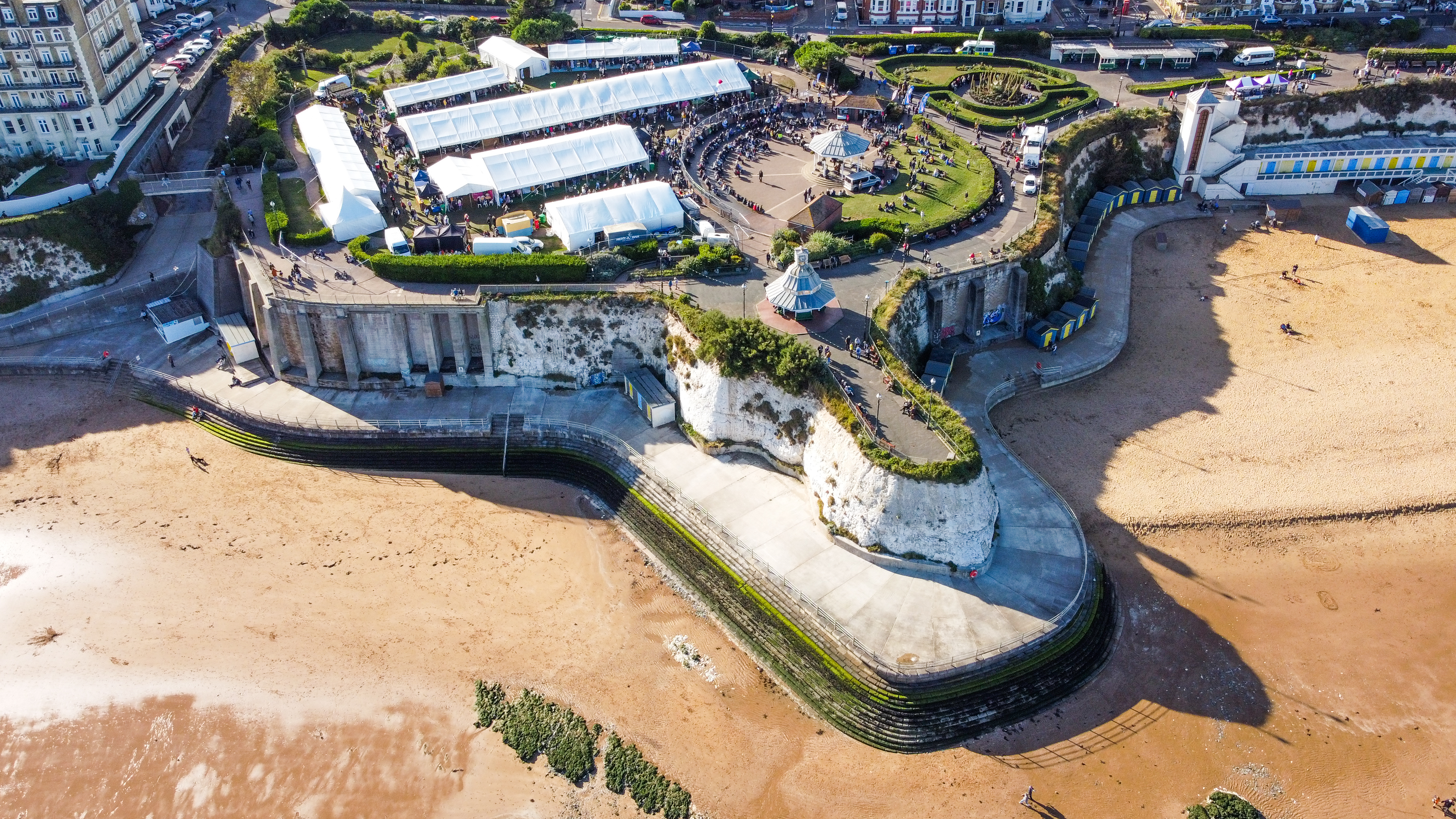 Aerial view of seaside festival location