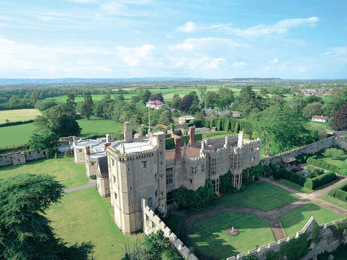 An overhead view of Thornbury Castle on the outskirts of Bristol