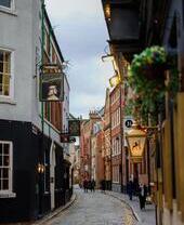 Main shopping street of a cute English Town