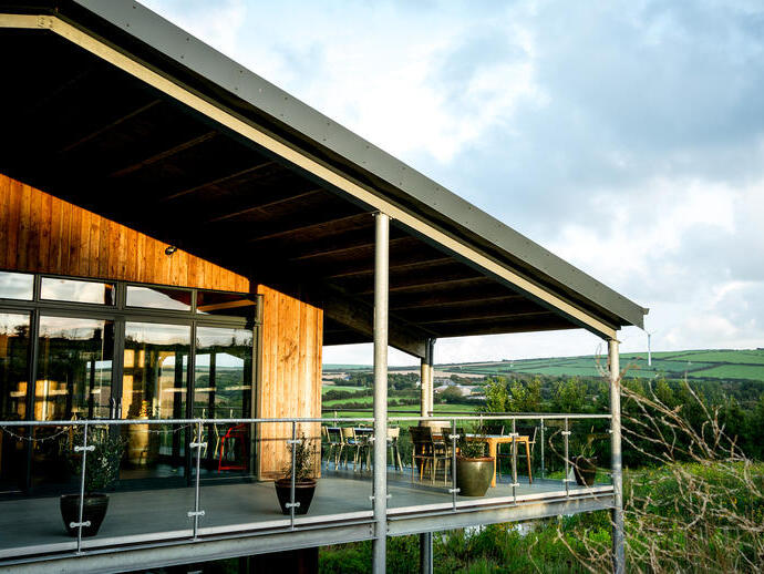 Una vista del patio del Trevibban Mill in Cornovaglia