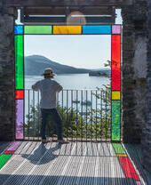 Viewing station overlooking a lake