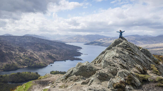 Loch Katrine seen from the summit of Ben A'an in The Trossachs