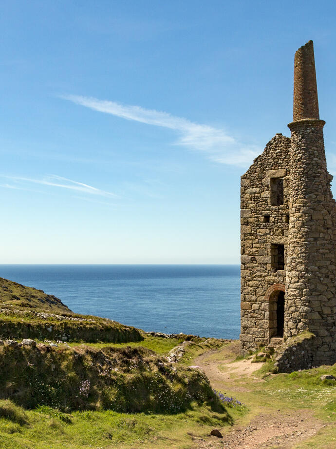 The abandoned mine engine house of West Wheal Owles at Botallack, Cornwall