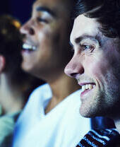 Friends watching a film at the movies