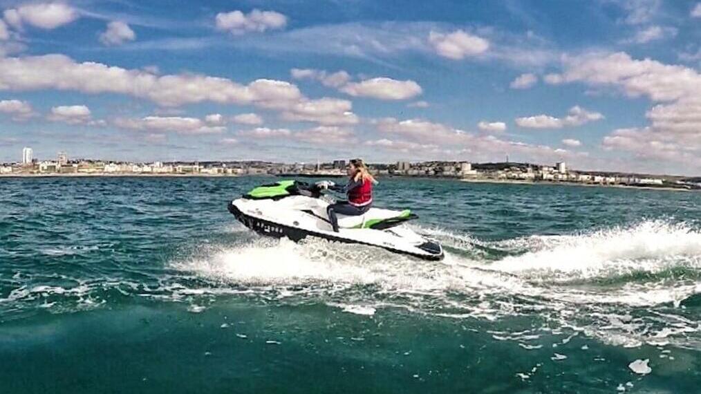 Pump up the adrenaline, person on a jet ski in Brighton