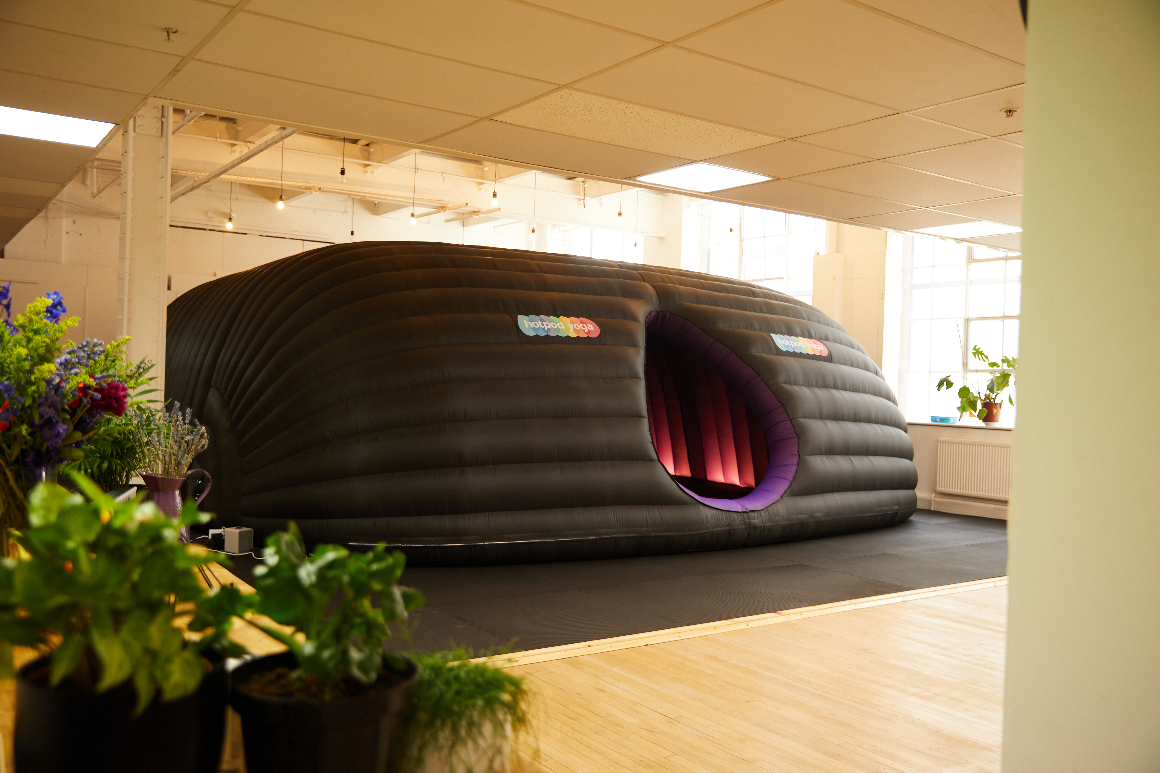 A hot pod yoga pod in Leicester, designed for hot yoga sessions