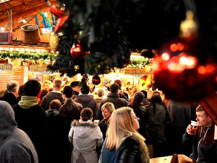Group of people at Christmas fair