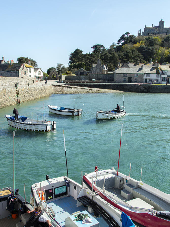 The harbour of Saint Michaels Mount in Cornwall