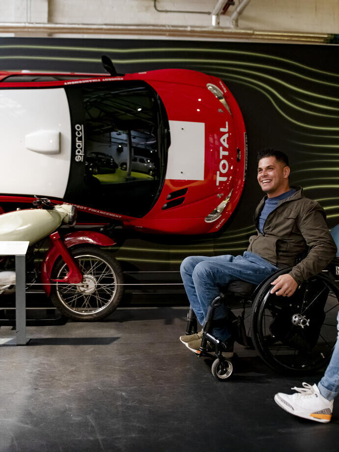A woman and man at Coventry Transport Museum