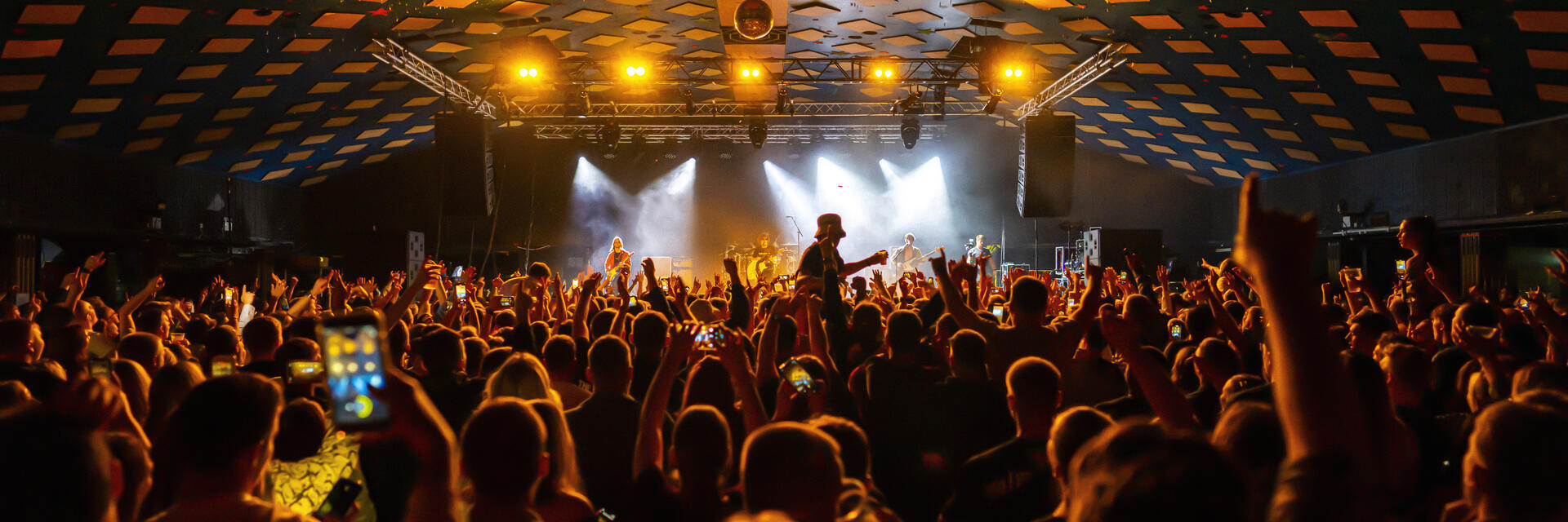 Des fêtards s'adonnant à la danse dans une salle de musique et de bal.