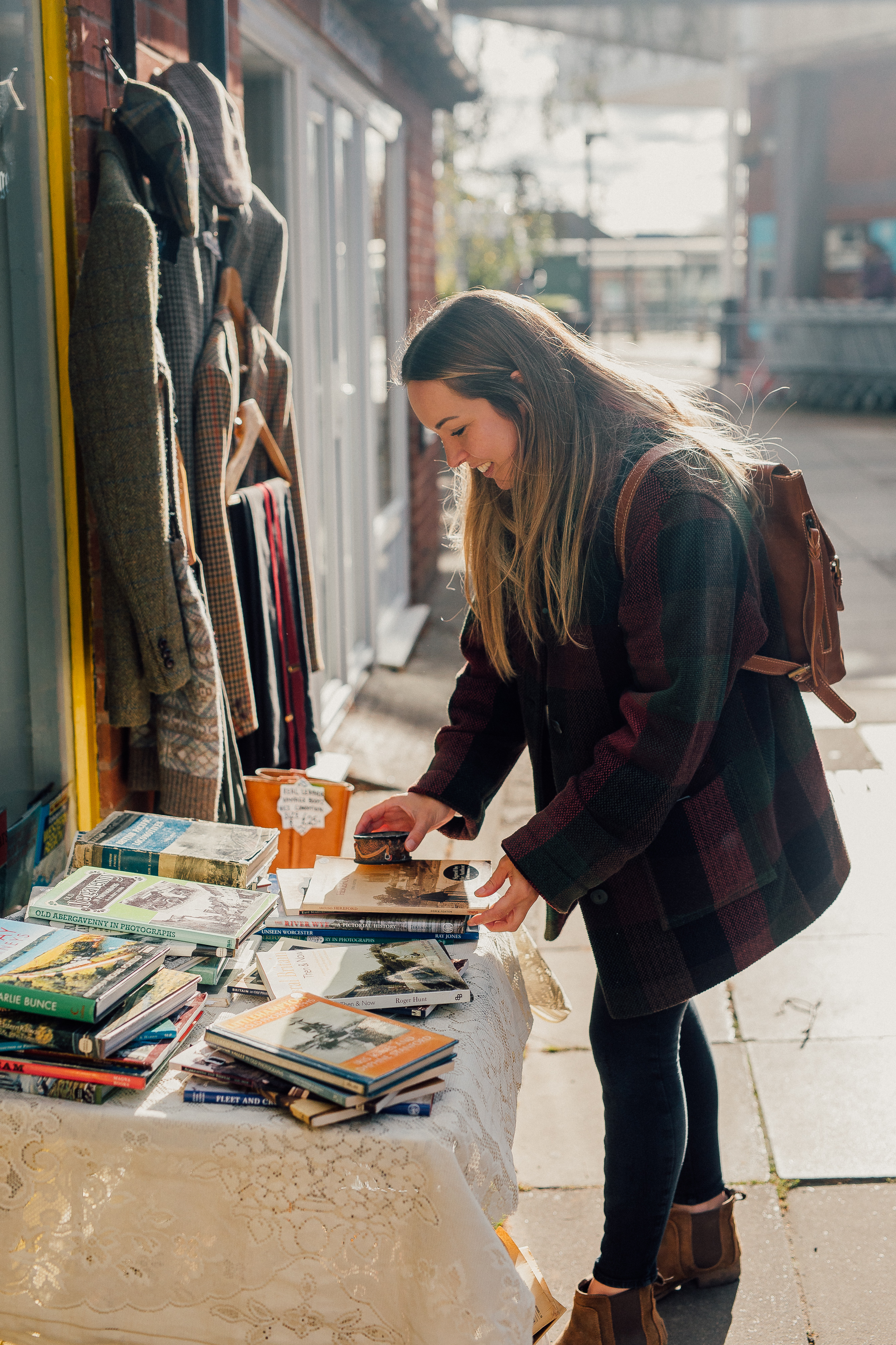 Woman browsing a vintage stall