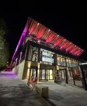 Exterior of Darley Street Market at night