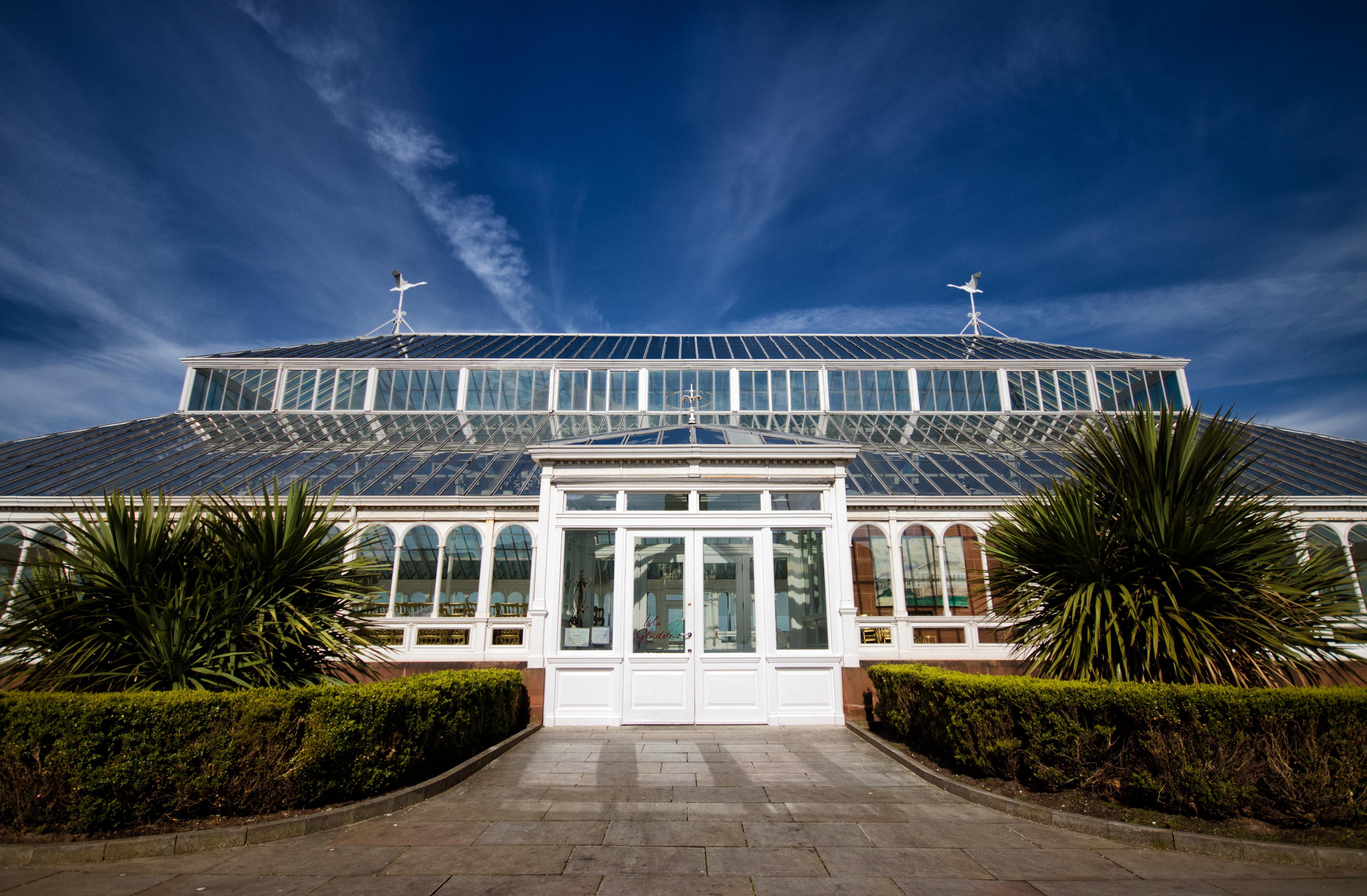 The Isla Gladstone Conservatory in Stanley Park, Liverpool on a sunny day