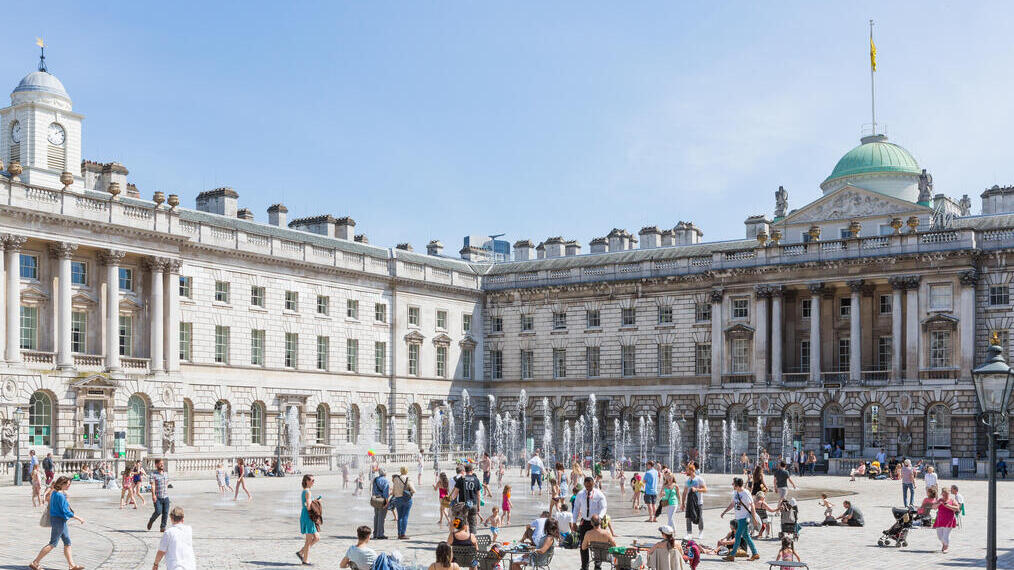 The Edmond J Safra Fountain Court in the centre of Somerset House, London