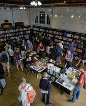 People looking at books, Edinburgh International Book Festival