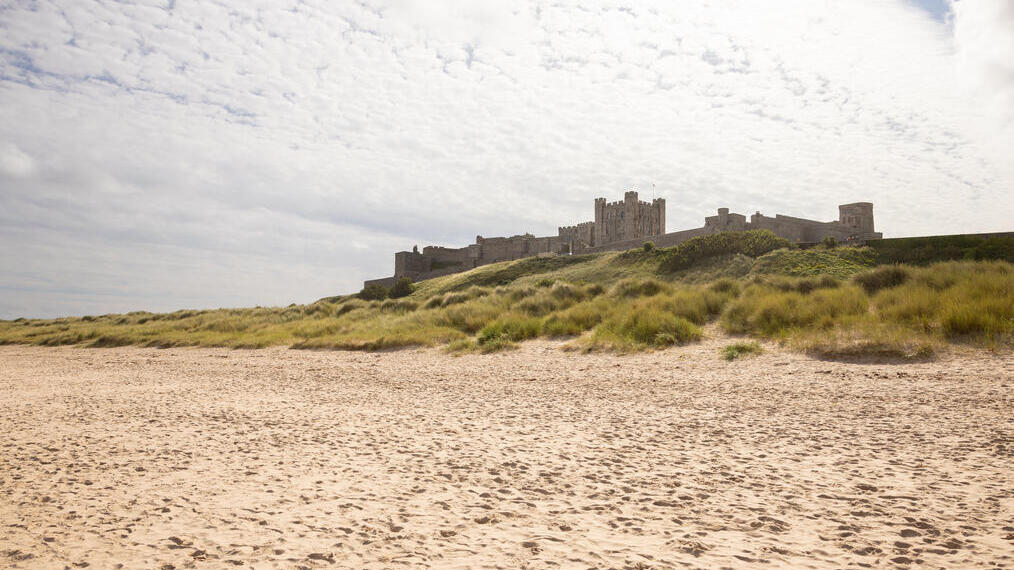 Castle with beach and sand dunes