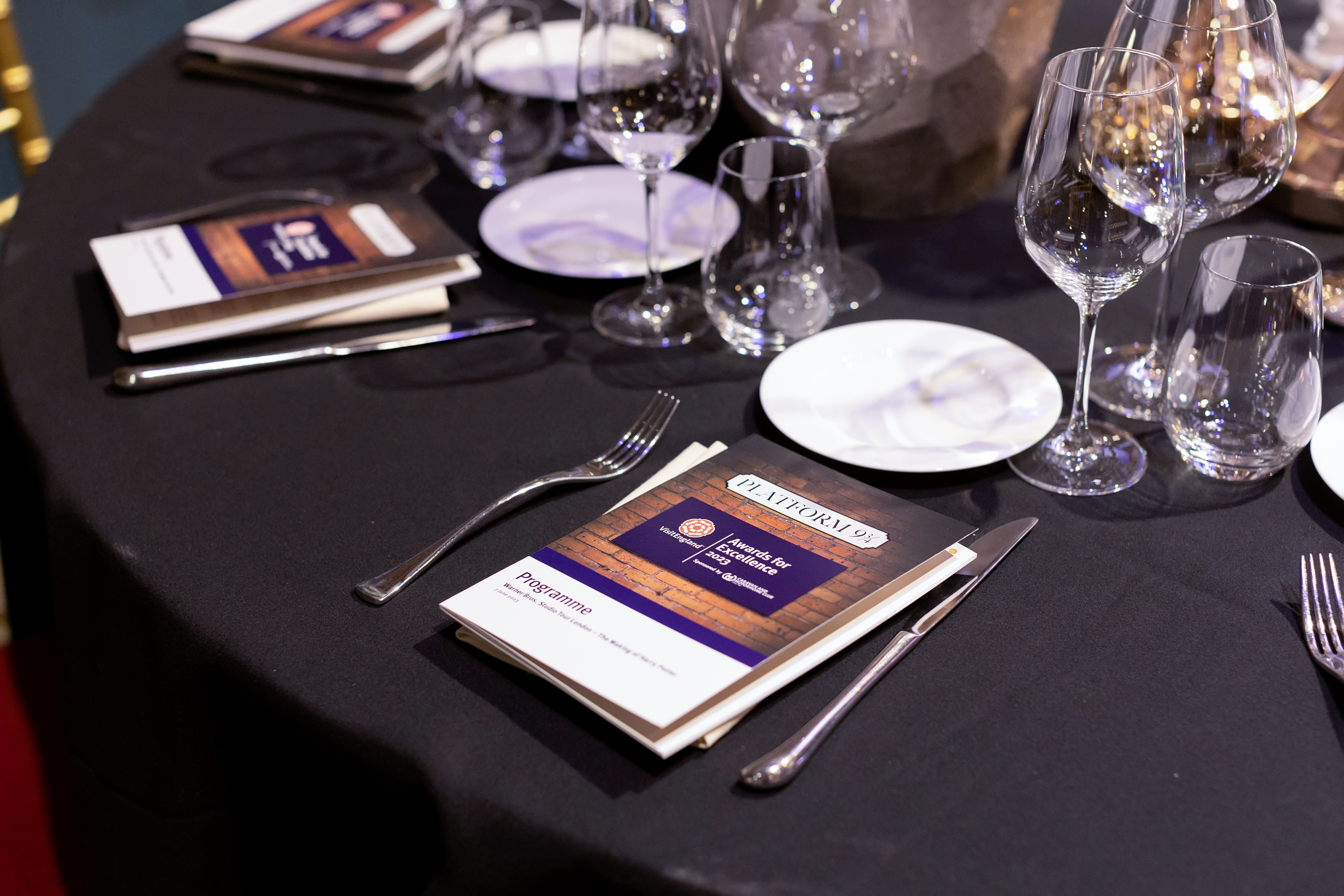 Event Programme for the VisitEngland Awards for Excellence 2023. Warner Bros. Studio Tour - The Making of Harry Potter, Hertfordshire.