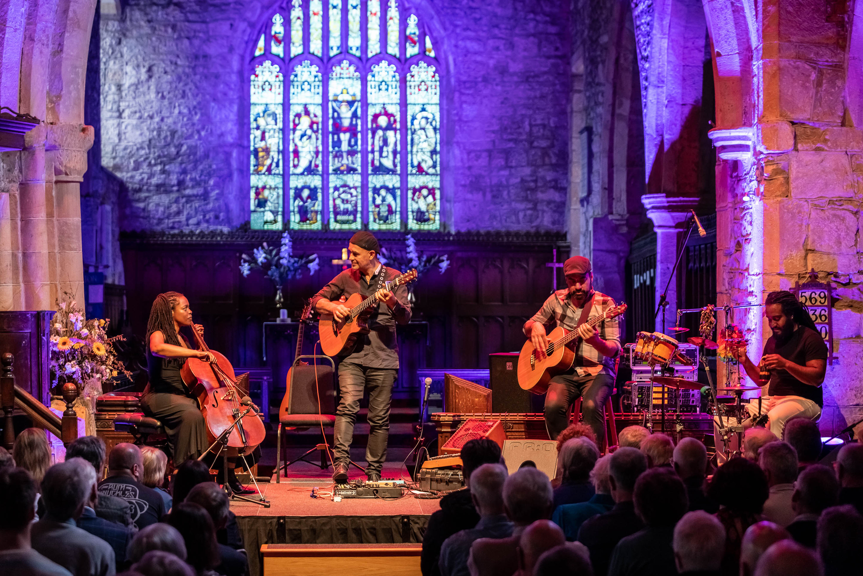 Antonio Forcione Quartet on stage at St. Andrews Church in Grinton