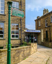 Pathway leading to museum entrance.