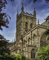 Historic church surrounded by trees