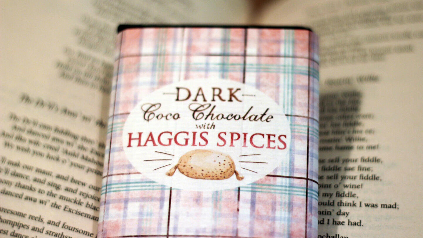 Dark chocolate with haggis spices