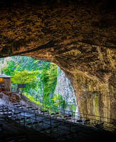 View of the Peak Cavern in Castleton, Derbyshire, England