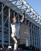 Billy Bremner Sculpture outside the East Stand at Elland Road, home of Leeds United Football Club