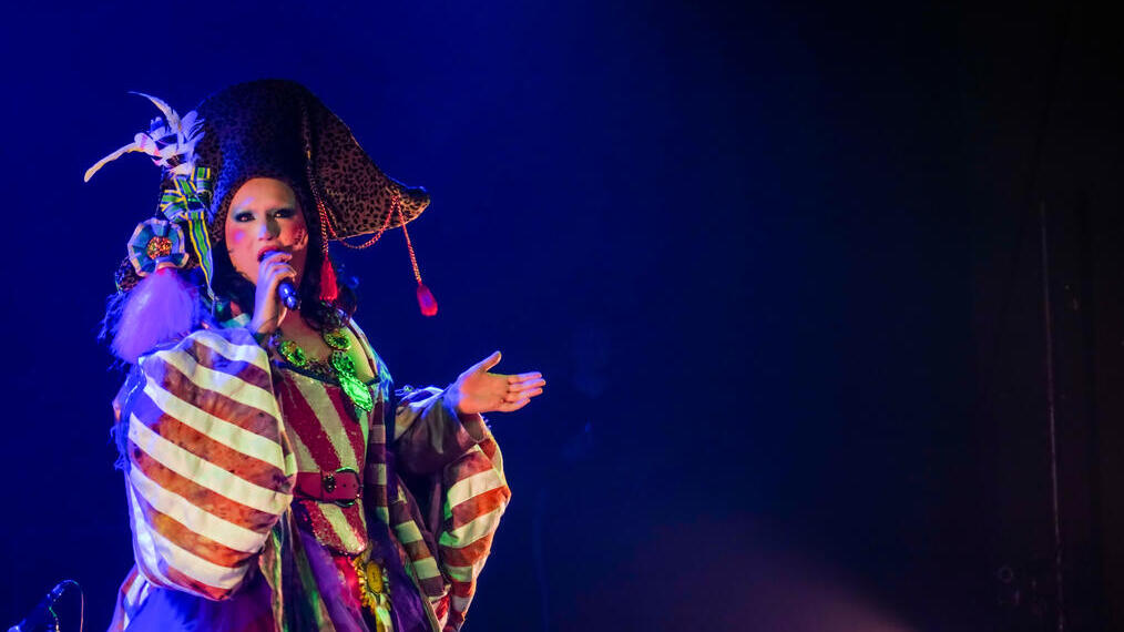 A performer on stage at Liverpool's Homotopia Festival