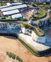 Aerial view of seaside festival location