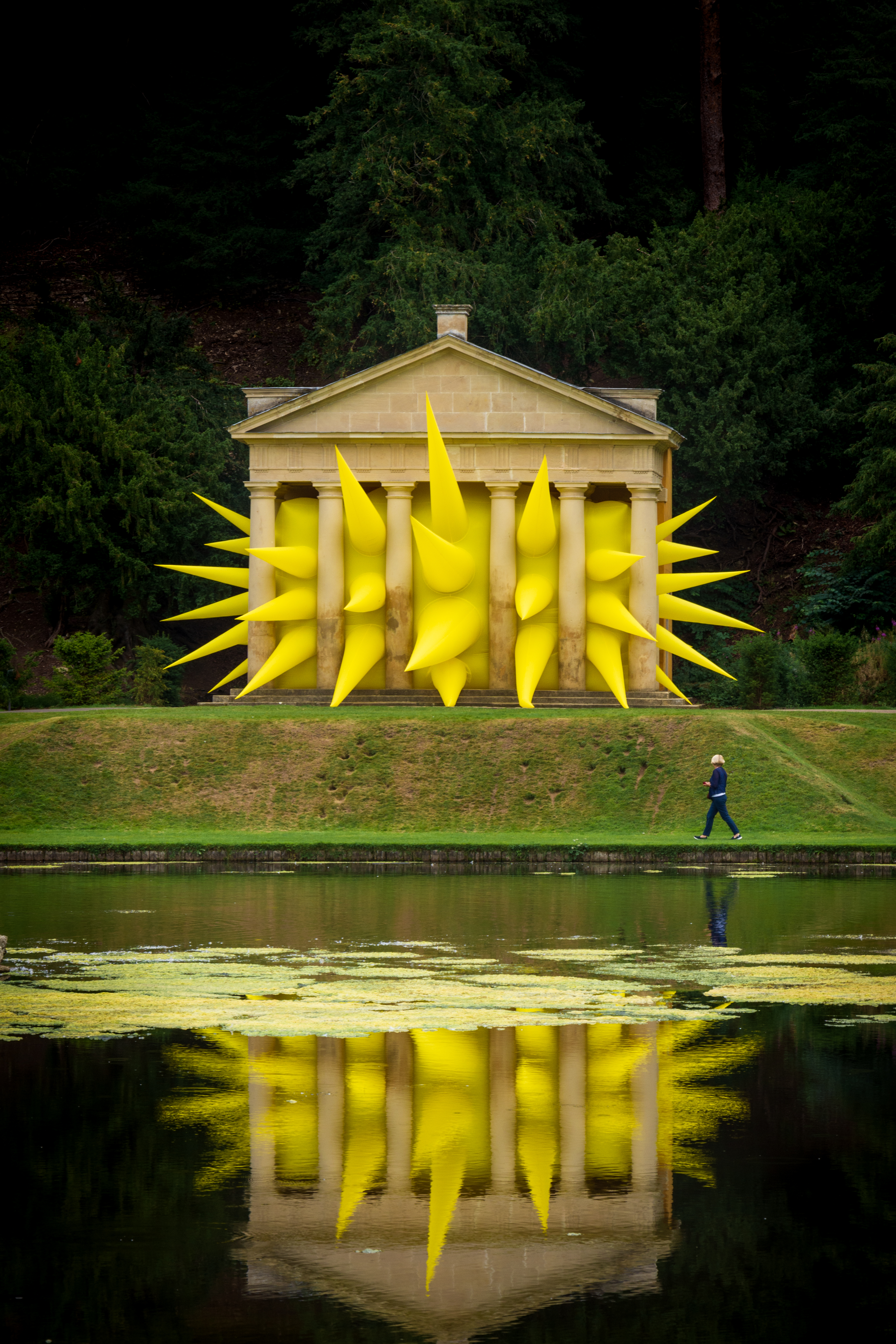 Inflatable artwork 'Spiked' by Steve Messam exhibit at Fountains Abbey