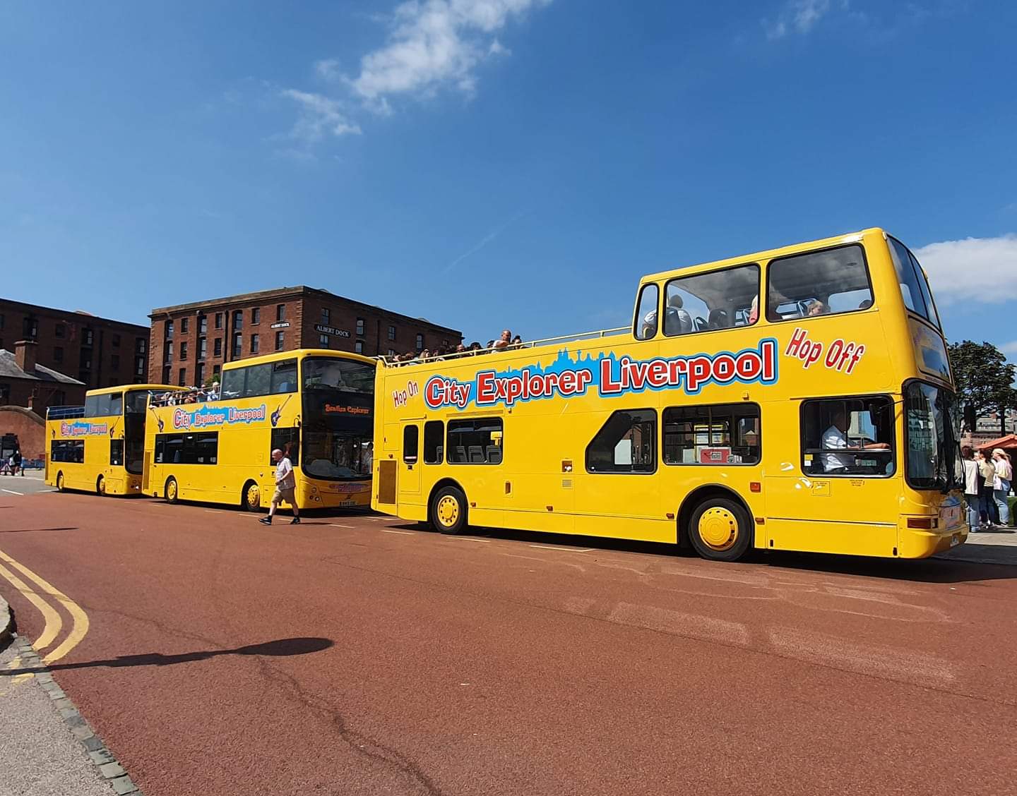 Open top buses in Liverpool, used for Beatles themed tours of the city