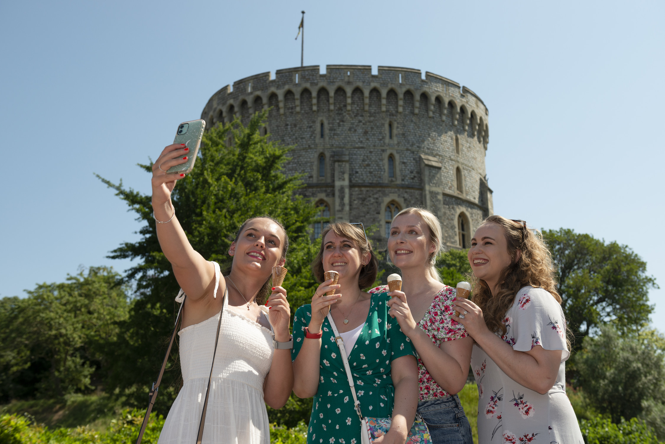 Visitors with ice cream, Windsor Castle