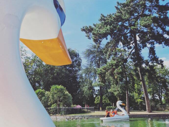 Boating in Cannon Hill Park, Edgbaston, Birmingham, West Midlands