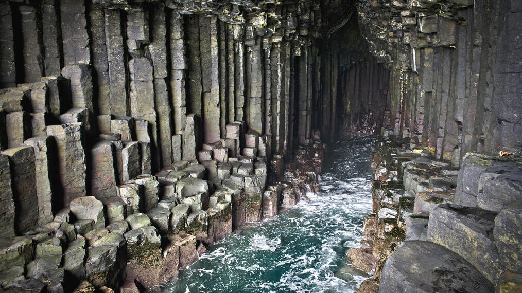 View inside Fingal's Cave on the uninhabited Scottish island of Staffa