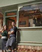 Chef Ben Crittenden and wife Sophie outside their 12 seat restaurant, Stark