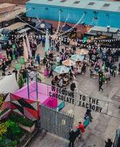 Aerial shot of a street food market