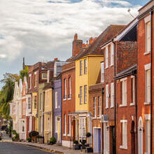 Colourful traditional georgian house fronts in a street