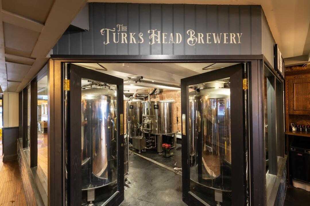 An indoor shot of a brewery