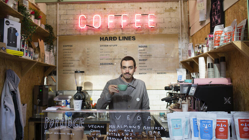 Coffee stall inside Cardiff Central Market in Cardiff, Wales