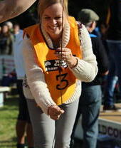 A woman setting up at the World Conker Championships
