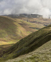 An overhead view of the Moffat Hills in Scotland's Southern Uplands